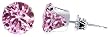 12 MM Round Pink Cubic Zirconia .925 Sterling Silver Post Friction Back Stud Earrings