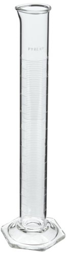 PyrexBorosilicate Glass Double Graduated Cylinder, 500mL Capacity, 5mL Graduation Interval