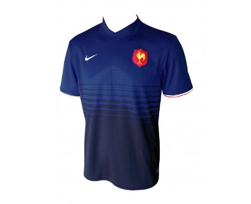 NIKE France 2011/2012 Men's Short Sleeve Home Replica Rugby Jersey, M