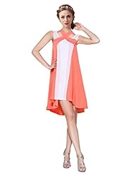 V-neck Sleeveless Chiffon Sheath Tea Length Evening Dress/Prom Dress/Wedding Party Dress 