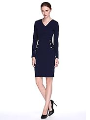Sexy V-neck Long Sleeves Cotton/Polyester Wrap Bodycon Dress/Evening Dress/Prom Dress/Party Dress/Wedding Dress 