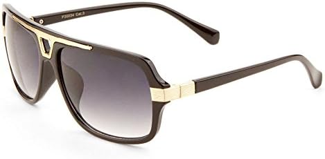 Khan Vintage Retro Mens Aviator's Sunglasses Black Brown Cheap Sunnies Brand New Black/Gold