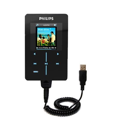 Coiled USB Cable for the Philips GoGear HDD1630/17 with Power Hot Sync and Charge capabilities - uses Gomadic TipExchange Technology