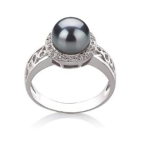 Monique Black 7-8mm AAAA Freshwater Sterling Silver Pearl Ring by Pearls Only