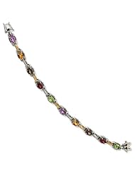 Sterling Silver w/14k Gold 8.12tw Multi Gemstone 7.5in Bracelet