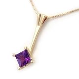 14K .40 CT Princess Cut Amethyst Pendant
