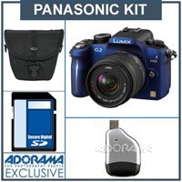 Panasonic Lumix DMC-G2A Micro System Digital SLR Camera - Blue - with 14mm - 42mm f/3.5-f/5.6 Lens, 8GB SD Memory Card, Camera Case, USB 2.0 SD Card Reader