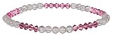 Stretch 7.5 Bracelet with 4mm Light Rose Quartz and Crystallized Swarovski Elements Rose Quartz Bicone Beads