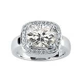 14k White Gold Moissanite Diamond Ring 10x8mm 3ct 1/5ct Sz 6