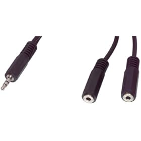 3.5mm Stereo Plug to 2x3.5mm Stereo Socket