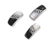 Sterling Silver Marcasite Fashion Pendant and Earrings Set - Black Onyx and Mother of Pearl