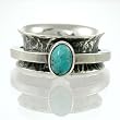 Southwest Turquoise Gemstone and Sterling Silver Spinner Ring by Native American Artist Ronnie Willie, Size 6 , #7766
