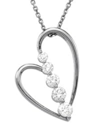 Ann Harrington Jewelry 14k White Gold 1/2 Ct Tw Journey Diamond Heart Pendant Necklace