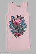 Ankh Royalty Pink Crystalled Roses Fleur-de-Lis Heart Crown Tank Top