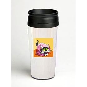 16 oz. Double Wall Insulated Tumbler with cat in blanket - Paper Insert by SHOPZEUS