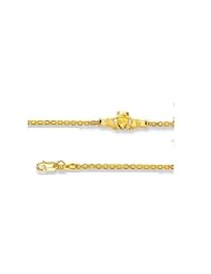 14k Solid Yellow Gold Claddagh Anklet Ankle Bracelet 10"