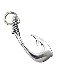 925 Silver Medium Plain Fish Hook Pendant