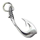 925 Silver Medium Plain Fish Hook Pendant Hawaiian Jewelry