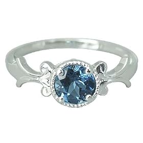 Round Shape 1.75 carat London Blue Topaz Ring Size 12 in Sterling Silver by Peora