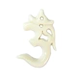 Hindu OM / AUM Pendant Carving on Organic Bone with Corded Necklace