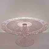 PINK FOOTED PLATE - PRETTY IN PINK GLASS FOOTED FLAT CAKE PLATE