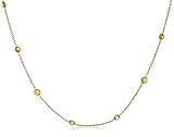14k Yellow Gold Bezel Set Citrine Station Necklace, 32