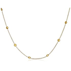 14k Yellow Gold Bezel Set Citrine Station Necklace, 32 by