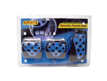 El Glow Light Blue With Black Outer Rim 3pc Manual Transmission Racing Pedals