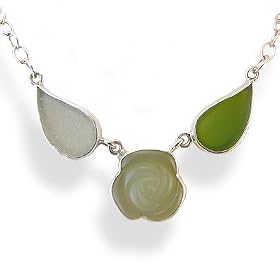 Authentic Sea Glass and Stone Flower Necklace