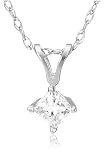 14k Choice of White or Yellow Gold Princess Cut Diamond Solitaire Pendant (1/4 ct, I-J Color, I1-I2 Clarity)