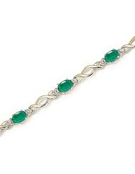 10kt Yellow Gold Oval Emerald and Diamond Bracelet