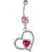 Pink Gem Heart Metallic Rose Belly Ring