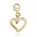 18k Gold Plated Sterling Silver Genuine Diamond Accent Heart Charm