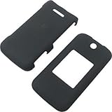 Crystal Hard BLACK RUBBERIZED Cover Case for LG WINE 2 UN430 + Black Swivel ....