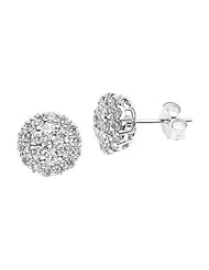 0.70 Carat Diamond Cluster Stud Earrings 14k White Gold (I Clarity, I Color)