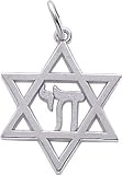 Star of David with Chai Charm, 10K Yellow Gold