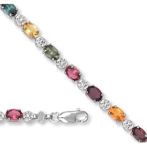 White Gold Mixed Tourmaline Bracelet by