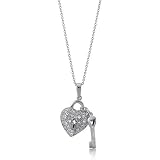 Sterling Silver Pendant Heart Lock & Key Pendant Necklace - Ideal Gift For Mother, For Her, Birthday, Anniversary, Bridal, Wedding, Engagement