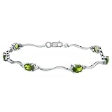 Peridot Bracelet with Diamond 3.02 Carat (ctw) in 10K White Gold