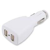 2 Port USB Car Cigarette Lighter Adapter Dual Plug for iPod MP3 Players Charger - Color White