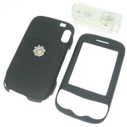 HTC Wing Herald P4350 PDA Smartphone Premium Black Rubberize Texture Snap-On Crystal Case Cover with Removable Belt Clip