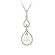 Sterling Silver Created Opal and Diamond Accent Double Teardrop Pendant, 18"