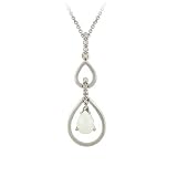 31YQa7C4IBL. SL160  Sterling Silver Created Opal and Diamond Accent Double Teardrop Pendant, 18