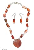 Agate jewelry set, 'My Heart' 1.4 W 16.1 L