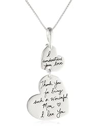 Sterling Silver "Before I Understood Your Words, I Understood Your Love. Thanks You For Being Such a Wonderful Mom!" Double Heart Pendant Necklace , 18"
