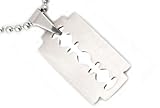 Razor Blade Necklace Pendant with 18" Ball Chain. Razor pendant 30 mm x 16.5 mm