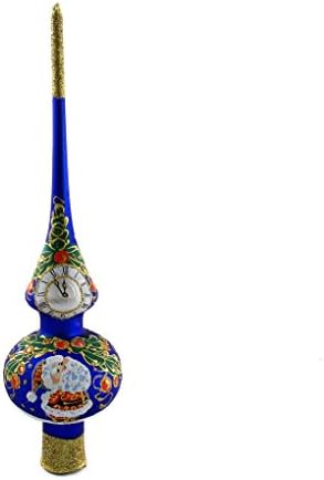 "Christmas Countdown" Blue Glass Christmas Tree Topper.