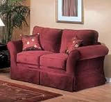 IMAGE OF Loveseat Sofa with Pleated Skirt Design in Berry Color