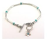 Image of Hand MadeSilver Bracelet set with opal stones- and dangle star shape silver charm