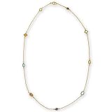10k Yellow Gold Semi-Precious Multi-Gemstone Station Necklace, 18